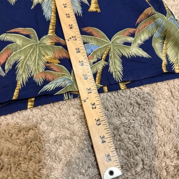 Reyn Spooner Shirt Mens 2XL Blue Palm Tree Hawaiian Aloha Short Sleeve Button Up - Picture 5 of 7